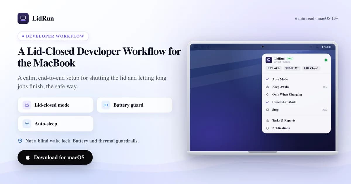 A lid-closed developer workflow for the MacBook