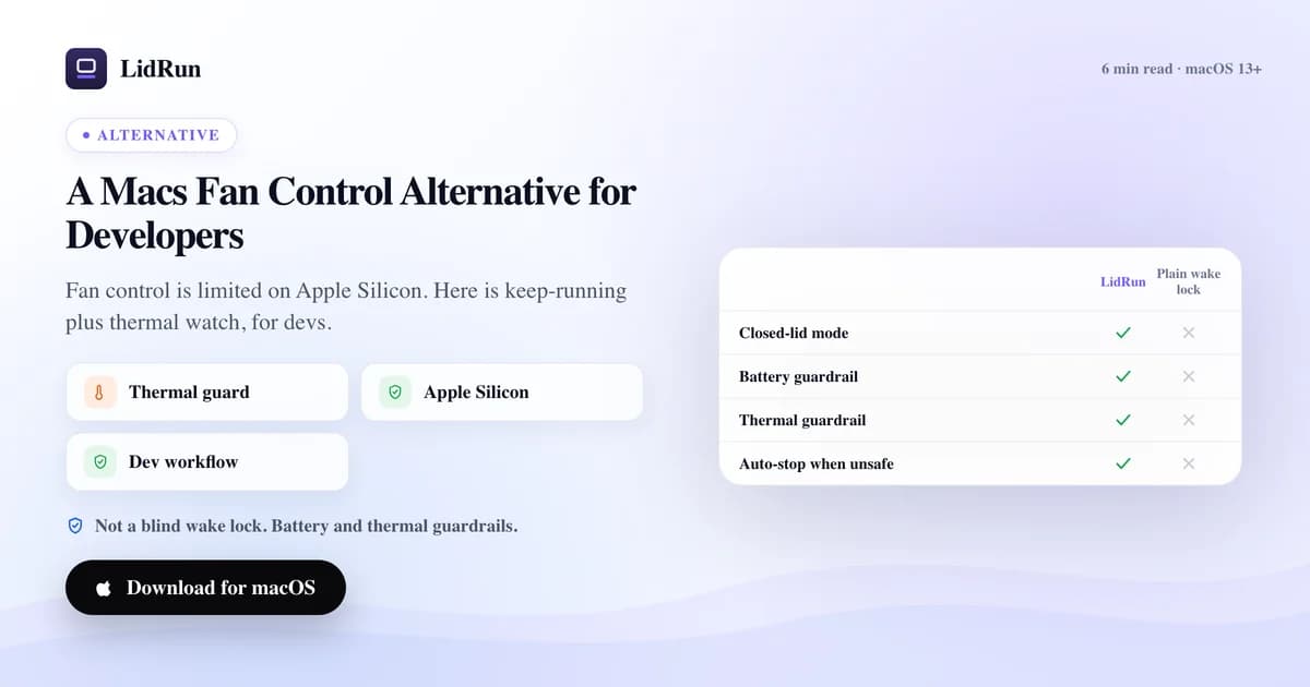 A Macs Fan Control alternative for developers
