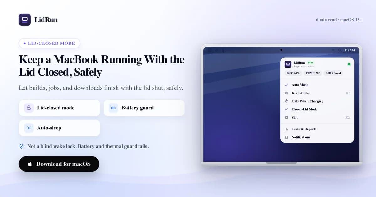 Keep a MacBook running with the lid closed